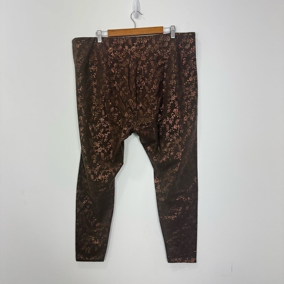 SOFT SURROUNDINGS Coffee Brown Metallic Must Have Tamarack Leggings Size 3X - Picture 4 of 14